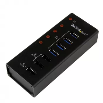 StarTech.com 4-portowy hub USB 3.0 oraz 3 dedykowane porty ładowania USB (2 x 1 A i 1 x 2 A) – metalowa obudowa z możliwością montażu ściennego