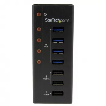 StarTech.com 4-portowy hub USB 3.0 oraz 3 dedykowane porty ładowania USB (2 x 1 A i 1 x 2 A) – metalowa obudowa z możliwością montażu ściennego