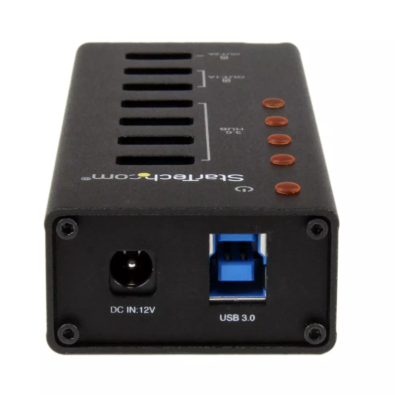 StarTech.com 4-portowy hub USB 3.0 oraz 3 dedykowane porty ładowania USB (2 x 1 A i 1 x 2 A) – metalowa obudowa z możliwością montażu ściennego