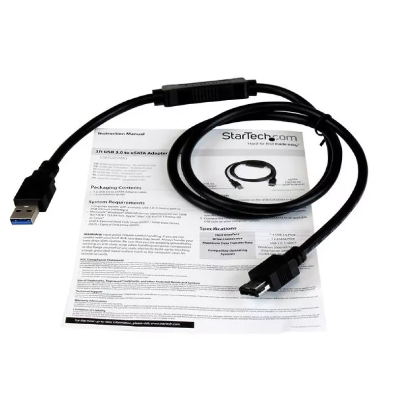 StarTech.com Kabel przejściówki USB 3.0 na eSATA dla HDD / SSD / ODD - 0,9 m kabel przejściówki eSATA dysk twardy na USB 3.0 - SATA 6 Gb/s