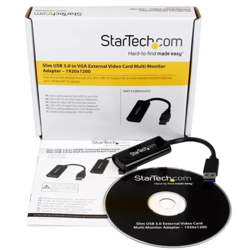 StarTech.com USB 3.0 do VGA Adapter, USB na VGA Konwerter Monitora dla Windows, cienki (brak wsparcia dla macOS/ChromeOS/Linux) - TAA