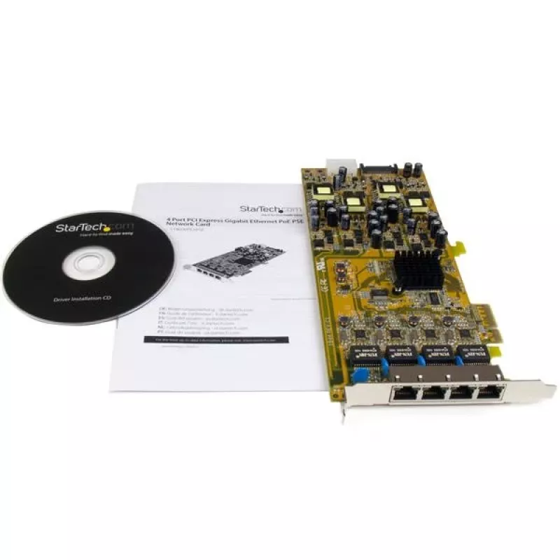 StarTech.com 4-portowa karta sieciowa Gigabit Power over Ethernet PCIe - PSE / PoE PCI Express NIC - TAA