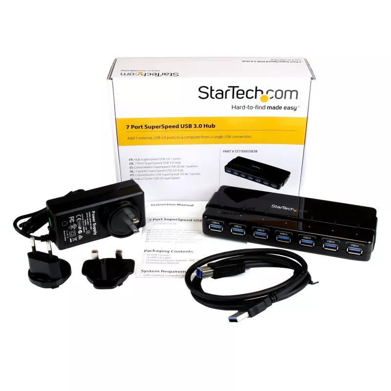 StarTech.com 7-portowy hub USB 3.0 – stacjonarny ~ 7-portowy hub USB 3.0 (5 Gb/s) – stacjonarny