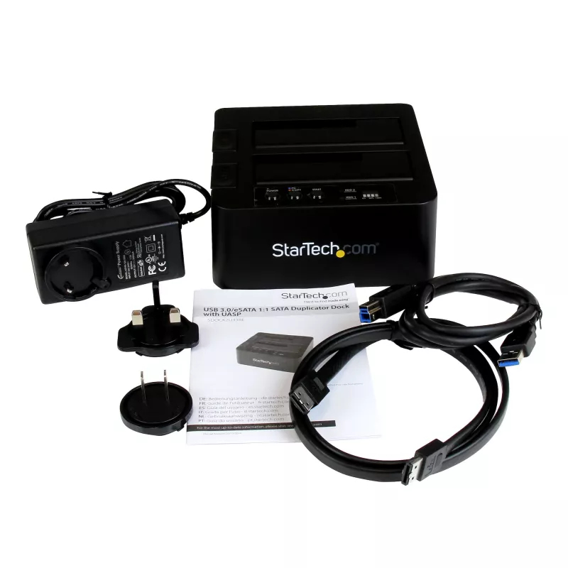 StarTech.com Dwukieszeniowy duplikator dysków twardych, samodzielny klon/kopiarka HDD/SSD SATA III 2.5/3.5 inch, stacja dokująca z USB 3.0 (5 Gb/s) / eSATA