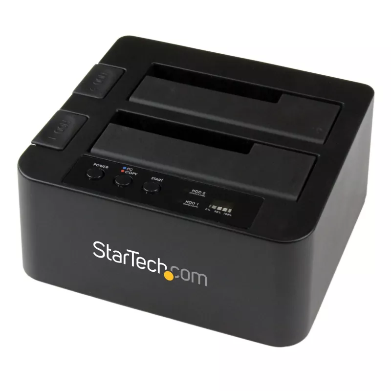 StarTech.com Dwukieszeniowy duplikator dysków twardych, samodzielny klon/kopiarka HDD/SSD SATA III 2.5/3.5 inch, stacja dokująca z USB 3.0 (5 Gb/s) / eSATA