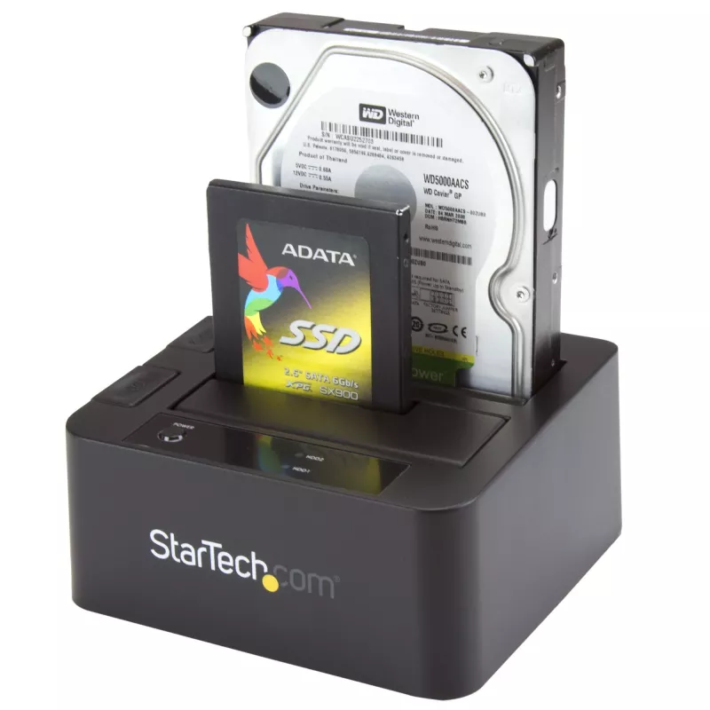 Stacja dokująca do dysków twardych StarTech.com Dual-Bay USB 3.0 / eSATA na SATA, dok USB do dysków twardych, zewnętrzna stacja dokująca do dysków SSD/HDD 2.5/3.5 cala SATA I/II/III, zatoki z funkcją hot-swap, ładowanie od góry