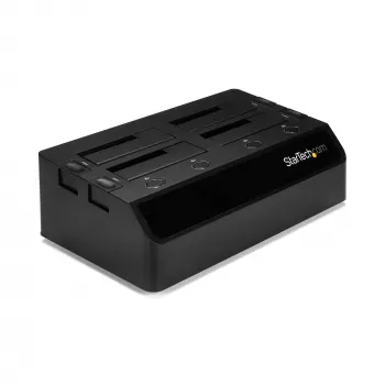 Stacja dokująca dla dysków twardych StarTech.com 4-kieszeniowa USB 3.0 do SATA, dok do dysków twardych USB, zewnętrzna stacja dokująca dla dysków SSD/HDD 2,5/3,5 cala SATA III, kieszeń na dyski twarde z możliwością wymiany podczas pracy, ładowanie od góry