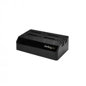 Stacja dokująca dla dysków twardych StarTech.com 4-kieszeniowa USB 3.0 do SATA, dok do dysków twardych USB, zewnętrzna stacja dokująca dla dysków SSD/HDD 2,5/3,5 cala SATA III, kieszeń na dyski twarde z możliwością wymiany podczas pracy, ładowanie od góry