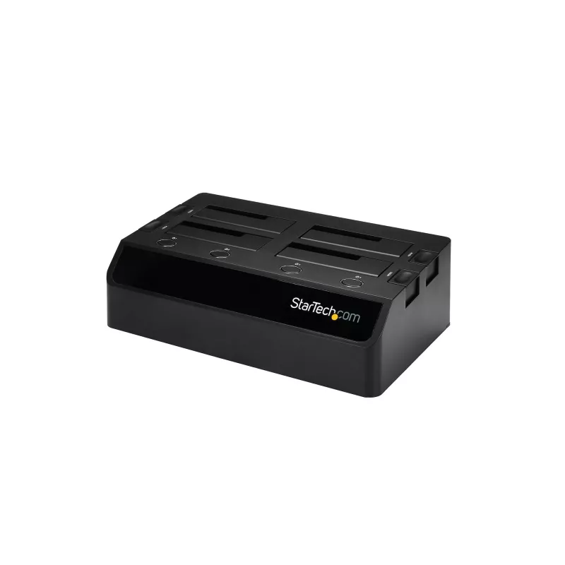 Stacja dokująca dla dysków twardych StarTech.com 4-kieszeniowa USB 3.0 do SATA, dok do dysków twardych USB, zewnętrzna stacja dokująca dla dysków SSD/HDD 2,5/3,5 cala SATA III, kieszeń na dyski twarde z możliwością wymiany podczas pracy, ładowanie od góry