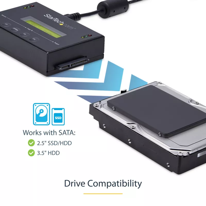 StarTech.com Samodzielny duplikator dysków twardych 1:1 z menedżerem obrazów dysków do tworzenia kopii zapasowych i przywracania, przechowuje kilka obrazów dysków na jednym dysku SATA 2,5/3,5 cala, klonowanie HDD/SSD, nie wymaga komputera
