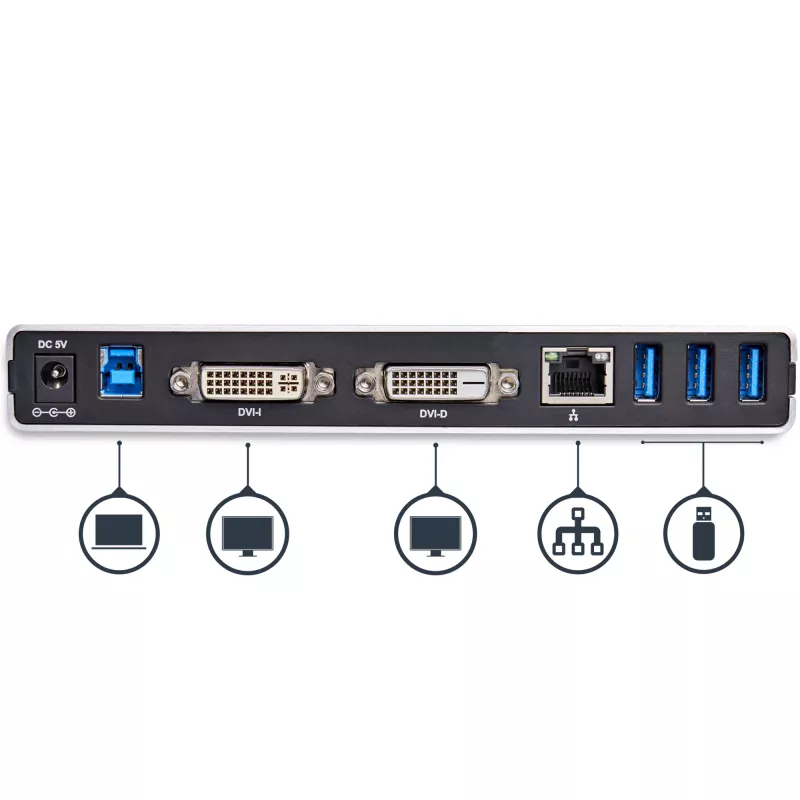 Stacja dokująca StarTech.com Dual-Monitor USB 3.0 z DVI i pionową podstawą