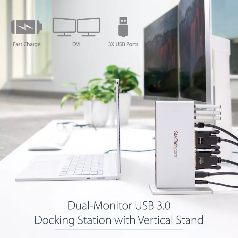 Stacja dokująca StarTech.com Dual-Monitor USB 3.0 z DVI i pionową podstawą