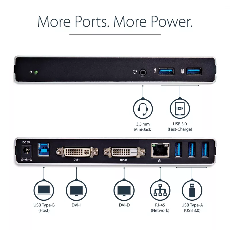 Stacja dokująca StarTech.com Dual-Monitor USB 3.0 z DVI i pionową podstawą