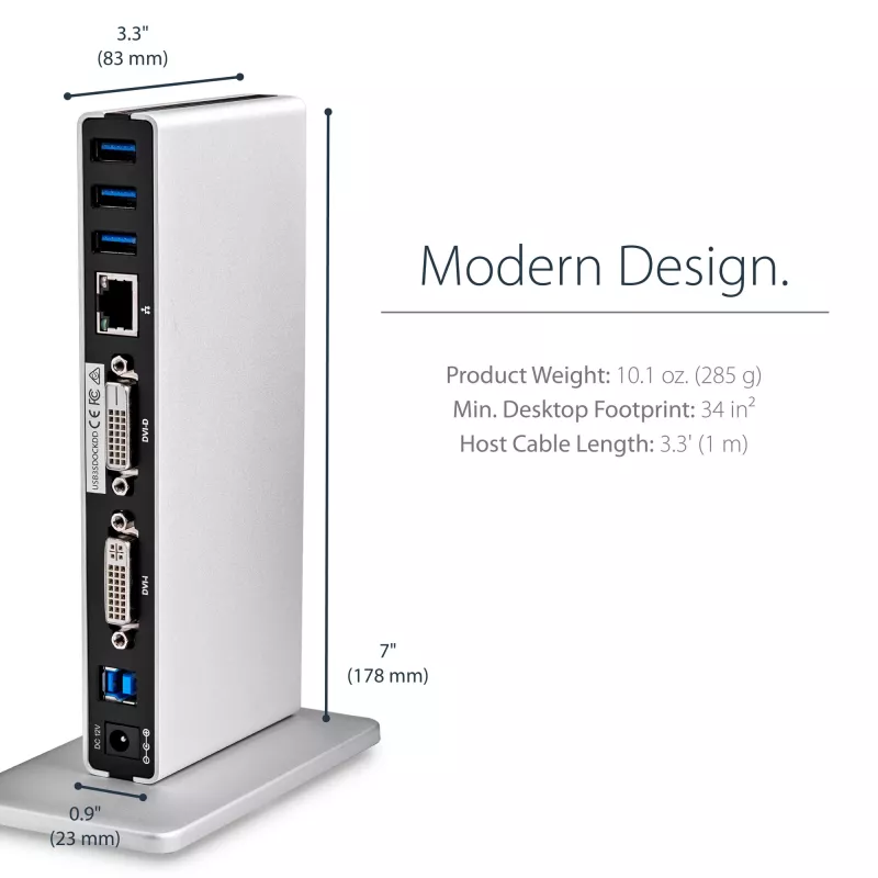 Stacja dokująca StarTech.com Dual-Monitor USB 3.0 z DVI i pionową podstawą