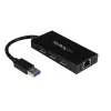 StarTech.com 3-Port Portable USB 3.0 Hub plus Gigabit Ethernet - ST3300GU3B