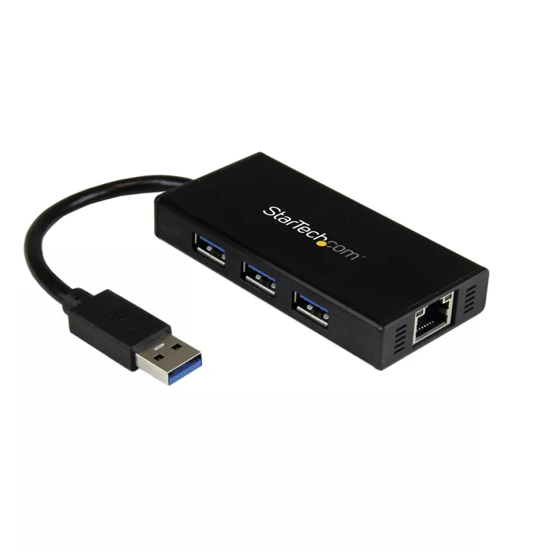 StarTech.com 3-Port Portable USB 3.0 Hub plus Gigabit Ethernet - ST3300GU3B
