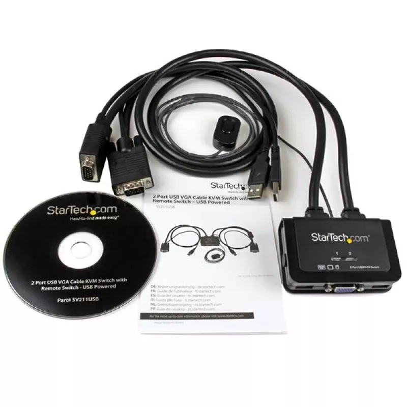 StarTech.com 2-portowy kabel VGA USB KVM Switch - zasilany przez USB z przełącznikiem zdalnym
