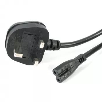 StarTech.com 3ft (1m) kabel zasilający do laptopa UK, BS 1363 na C7, 2,5 A 250 V, 18AWG, czarny, kabel zapasowy do laptopa UK, kabel zasilający do drukarki, kabel do ładowarki laptopa, kabel do zasilacza laptopa