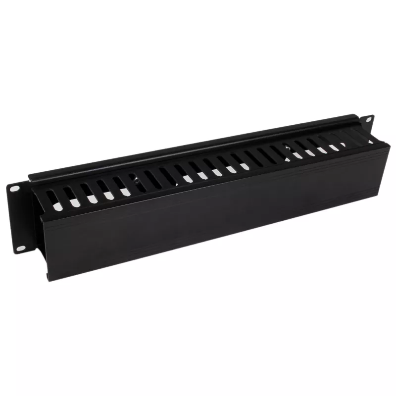 StarTech.com Poziomy panel 2U do zarządzania kablami w szafie rack z pokrywą – kanał kablowy z palcami do szafy sieciowej 19 cali – panel prowadzenia przewodów – korytko kablowe szczelinowe