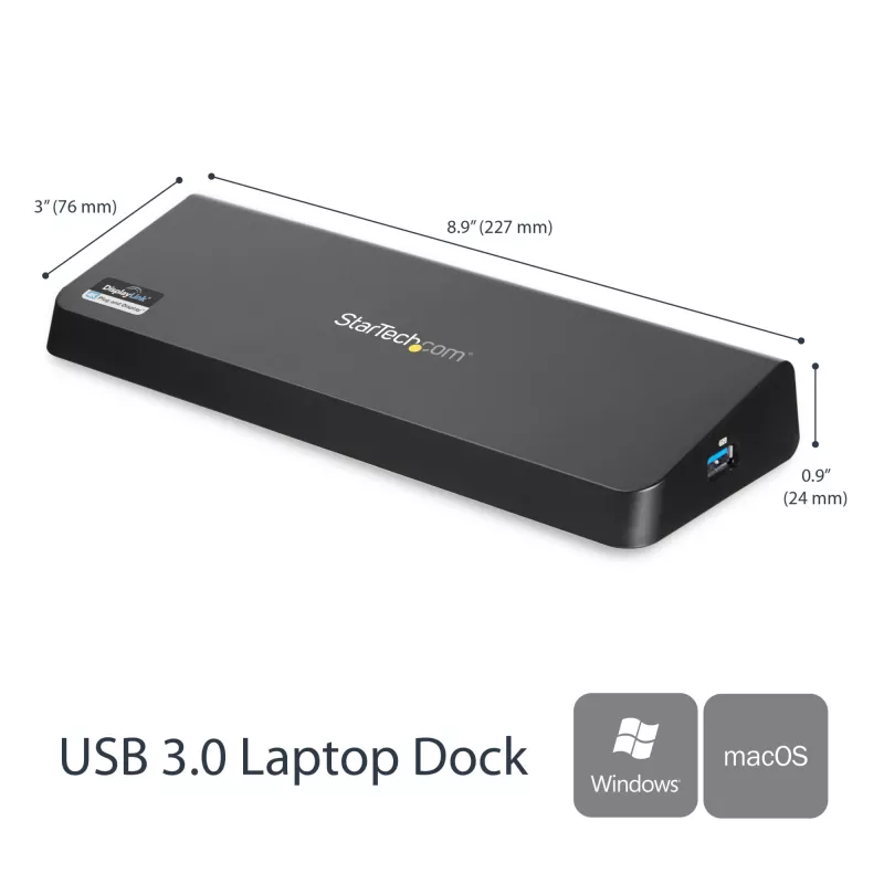 StarTech.com USB 3.0 Docking Station Dual Monitor z HDMI i 4K DisplayPort – USB 3.0 do 4x USB-A, Ethernet, HDMI i DP – Uniwersalna stacja dokująca USB Type A do laptopów dla Mac i Windows
