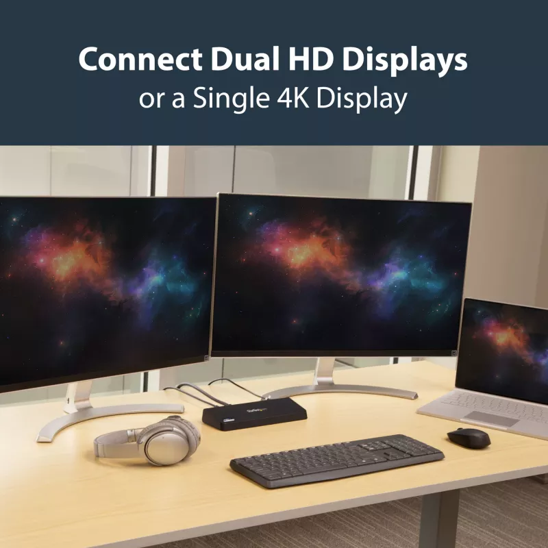 StarTech.com USB 3.0 Docking Station Dual Monitor z HDMI i 4K DisplayPort – USB 3.0 do 4x USB-A, Ethernet, HDMI i DP – Uniwersalna stacja dokująca USB Type A do laptopów dla Mac i Windows