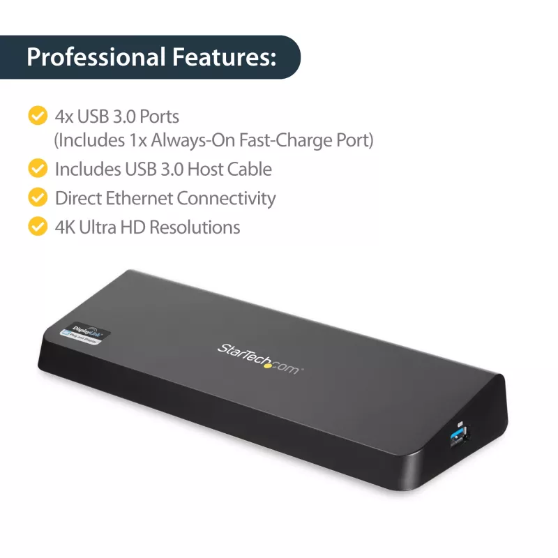 StarTech.com USB 3.0 Docking Station Dual Monitor z HDMI i 4K DisplayPort – USB 3.0 do 4x USB-A, Ethernet, HDMI i DP – Uniwersalna stacja dokująca USB Type A do laptopów dla Mac i Windows