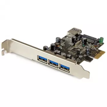 StarTech.com 4-portowa karta PCI Express USB 3.0, PCIe, USB 3.2 Gen 1 (3.1 Gen 1), pełna wysokość / niski profil, PCI 2.0, czarna, stal nierdzewna, 3 m