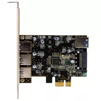 StarTech.com 4-portowa karta PCI Express USB 3.0, PCIe, USB 3.2 Gen 1 (3.1 Gen 1), pełna wysokość / niski profil, PCI 2.0, czarna, stal nierdzewna, 3 m