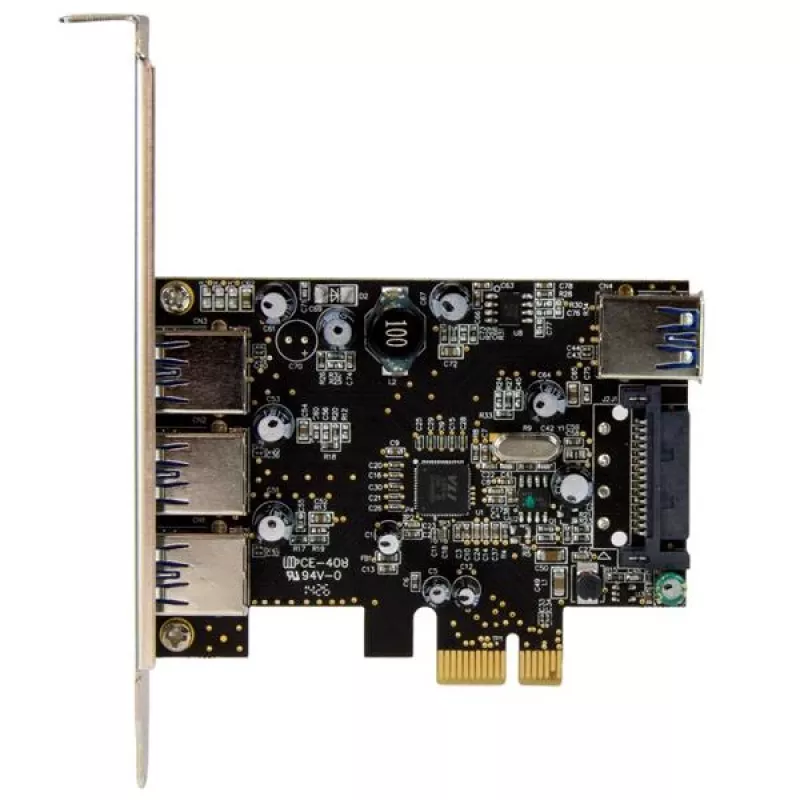 StarTech.com 4-portowa karta PCI Express USB 3.0, PCIe, USB 3.2 Gen 1 (3.1 Gen 1), pełna wysokość / niski profil, PCI 2.0, czarna, stal nierdzewna, 3 m