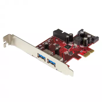 StarTech.com 4-portowa karta PCI Express USB 3.0 - 2 zewnętrzne i 2 wewnętrzne - zasilanie SATA - obsługa UASP - 2 wewnętrzne złącza (IDC) w stylu płyty głównej