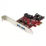 StarTech.com 4-portowa karta PCI Express USB 3.0 - 2 zewnętrzne i 2 wewnętrzne - zasilanie SATA - obsługa UASP - 2 wewnętrzne złącza (IDC) w stylu płyty głównej