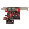 StarTech.com 4-portowa karta PCI Express USB 3.0 - 2 zewnętrzne i 2 wewnętrzne - zasilanie SATA - obsługa UASP - 2 wewnętrzne złącza (IDC) w stylu płyty głównej