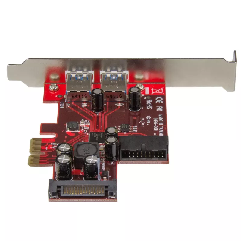 StarTech.com 4-portowa karta PCI Express USB 3.0 - 2 zewnętrzne i 2 wewnętrzne - zasilanie SATA - obsługa UASP - 2 wewnętrzne złącza (IDC) w stylu płyty głównej