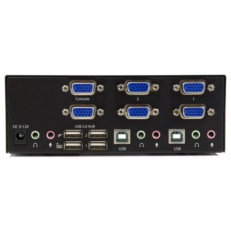 Przełącznik KVM StarTech.com 2-portowy z dwoma wyjściami VGA - USB 2.0, 1920 x 1200 pikseli, Full HD, 18 W, Czarny