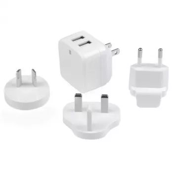 StarTech.com Dwukieszeniowa ładowarka USB ścienna - podróże międzynarodowa - 17W/3.4A - biała