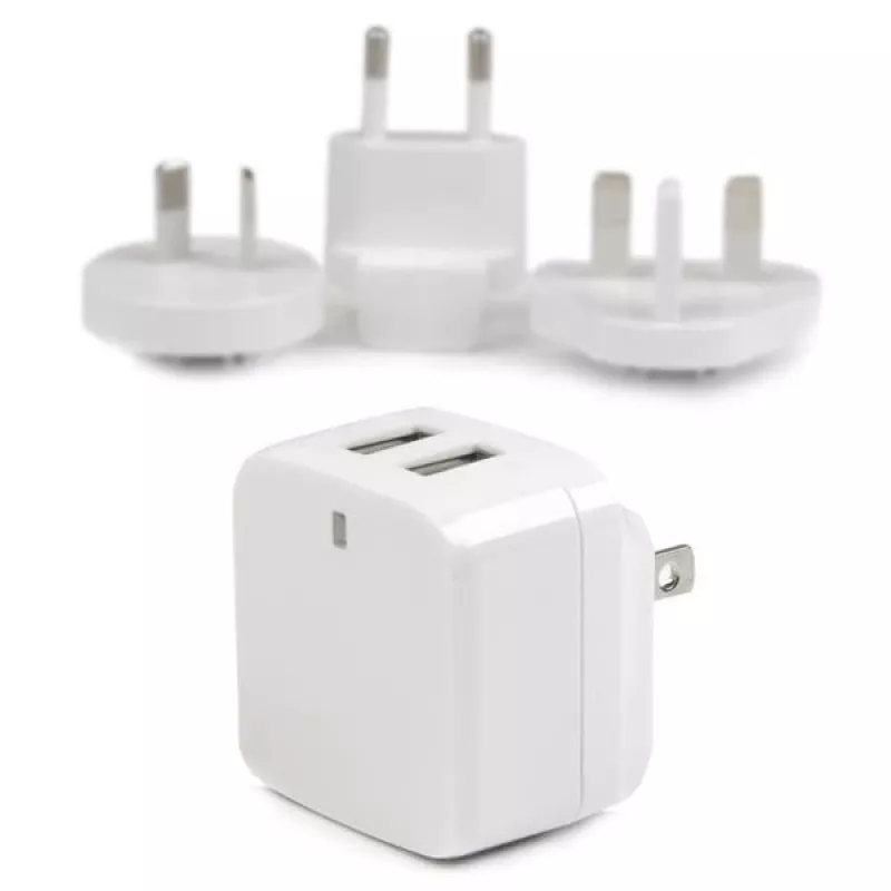 StarTech.com Dwukieszeniowa ładowarka USB ścienna - podróże międzynarodowa - 17W/3.4A - biała