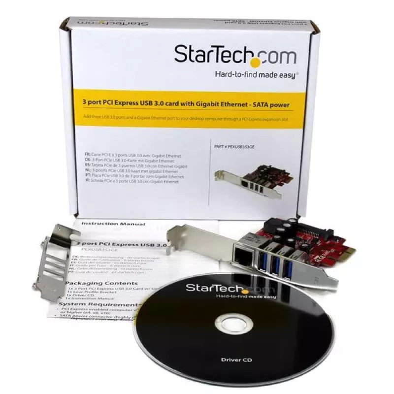 StarTech.com Karta PCI Express 3-port USB 3.0 + Gigabit Ethernet