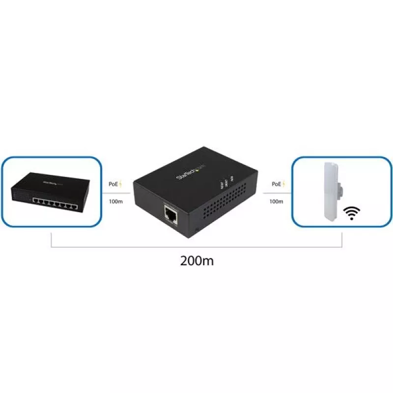 StarTech.com 1-Port Gigabit PoE+ Extender - 802.3at i 802.3af - 100 m (330 ft)