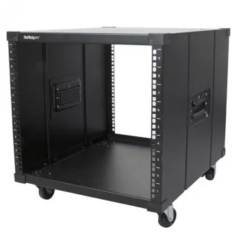 StarTech.com 4-Post 9U Mobile Open Frame Server Rack, Four Post sieciowy Rack with Wheels, 19 inch Rolling Rack for Home/Office Narrow Floor Spaces, Small Data Rack for Computer/AV/IT Equipment - TAA Compliant
