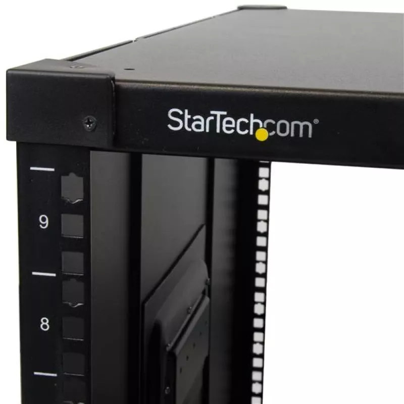StarTech.com 4-Post 9U Mobile Open Frame Server Rack, Four Post sieciowy Rack with Wheels, 19 inch Rolling Rack for Home/Office Narrow Floor Spaces, Small Data Rack for Computer/AV/IT Equipment - TAA Compliant
