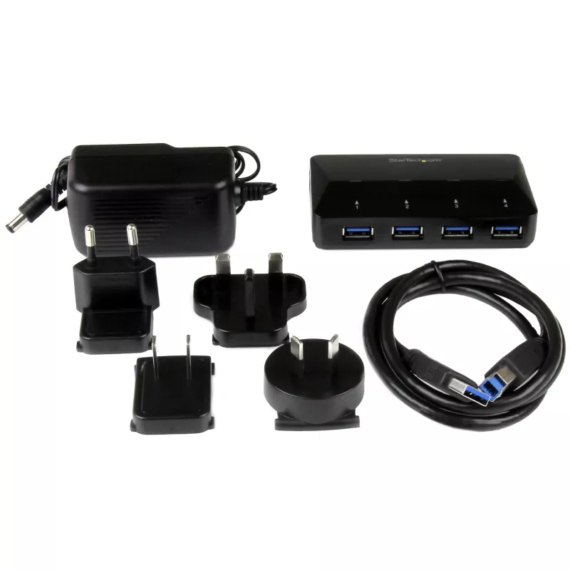 StarTech.com 4-portowy hub USB 3.0 z dedykowanym portem ładowania – 1 port 2,4 A ~ 4-portowy hub USB 3.0 (5 Gb/s) z dedykowanym portem ładowania – 1 port 2,4 A