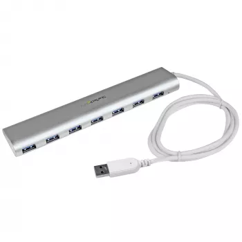 StarTech.com 7-portowy hub USB, USB A do 7x portów USB-A, USB 5Gbps, wytrzymała konstrukcja, zasilanie z magistrali lub własne, przenośny hub USB 3.0 do laptopa z zasilaczem