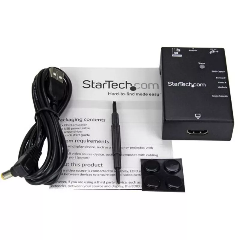 StarTech.com Emulator EDID dla wyświetlaczy HDMI - 1080p, Czarny, Stal, RoHS, CE, FCC, 1920 x 1080 pikseli, 720p, 1080p, HDMI