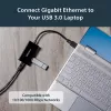 StarTech.com adapter USB na Ethernet, konwerter USB 3.0 na 10/100/1000 Gigabit Ethernet LAN do laptopów, dołączony kabel 30 cm, adapter USB na RJ45, karta sieciowa USB, sieciowy adapter USB