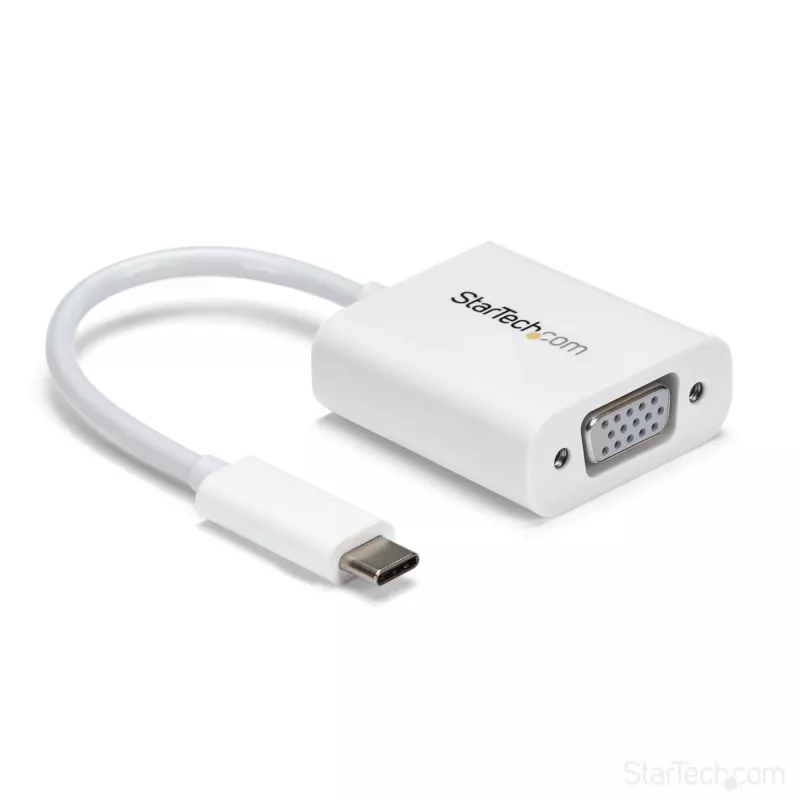 StarTech.com Adapter USB-C do VGA - Biały, 3.2 Gen 1 (3.1 Gen 1), USB Type-C, wyjście VGA (D-Sub), 1920 x 1200 pikseli