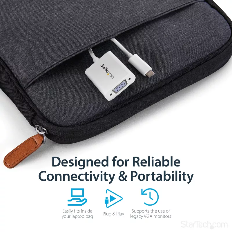 StarTech.com Adapter USB-C do VGA - Biały, 3.2 Gen 1 (3.1 Gen 1), USB Type-C, wyjście VGA (D-Sub), 1920 x 1200 pikseli