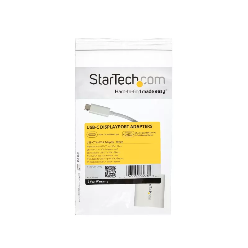 StarTech.com Adapter USB-C do VGA - Biały, 3.2 Gen 1 (3.1 Gen 1), USB Type-C, wyjście VGA (D-Sub), 1920 x 1200 pikseli