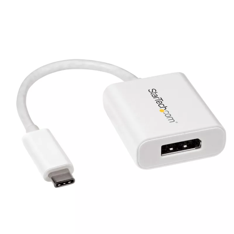 StarTech.com Adapter USB-C na DisplayPort - 4K 60Hz/8K 30Hz - Przejściówka USB Type-C na DP 1.4 HBR2 - Kompaktowy konwerter wideo monitora USB-C (DP Alt Mode) - Kompatybilny z Thunderbolt 3 - Biały