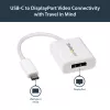 StarTech.com Adapter USB-C na DisplayPort - 4K 60Hz/8K 30Hz - Przejściówka USB Type-C na DP 1.4 HBR2 - Kompaktowy konwerter wideo monitora USB-C (DP Alt Mode) - Kompatybilny z Thunderbolt 3 - Biały