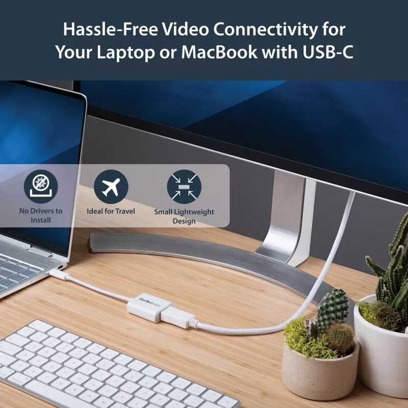 StarTech.com Adapter USB-C na DisplayPort - 4K 60Hz/8K 30Hz - Przejściówka USB Type-C na DP 1.4 HBR2 - Kompaktowy konwerter wideo monitora USB-C (DP Alt Mode) - Kompatybilny z Thunderbolt 3 - Biały